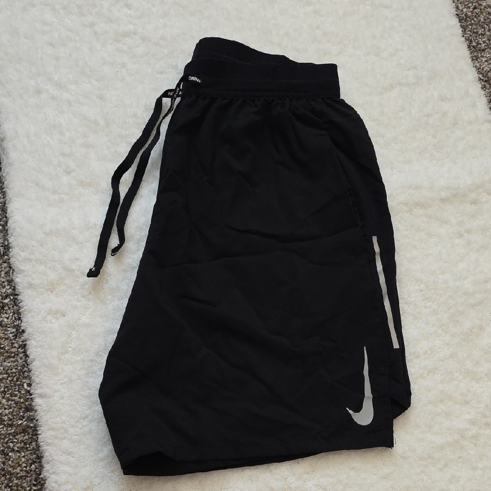 Nike Black Sports Shorts with Silver Swoosh